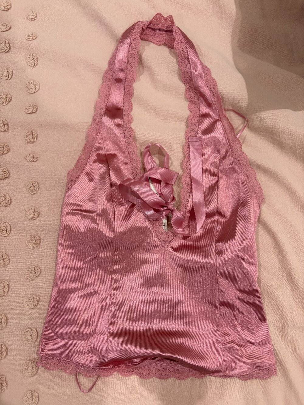 Urban Outfitters Rose pink satin halter top Size S